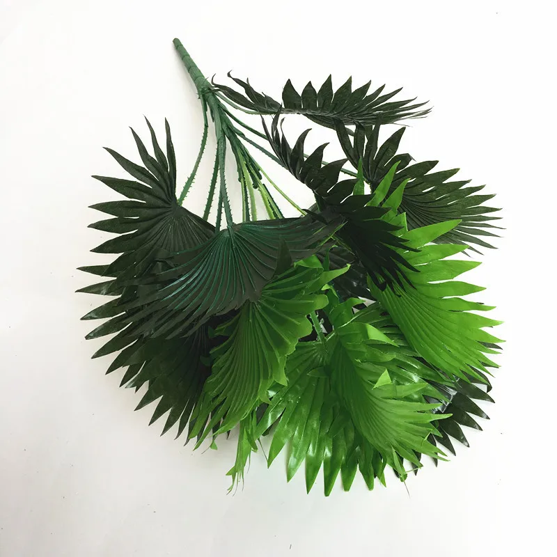 Искусственное пластиковое пальмовое зеленое дерево с 15 листьями искусственное