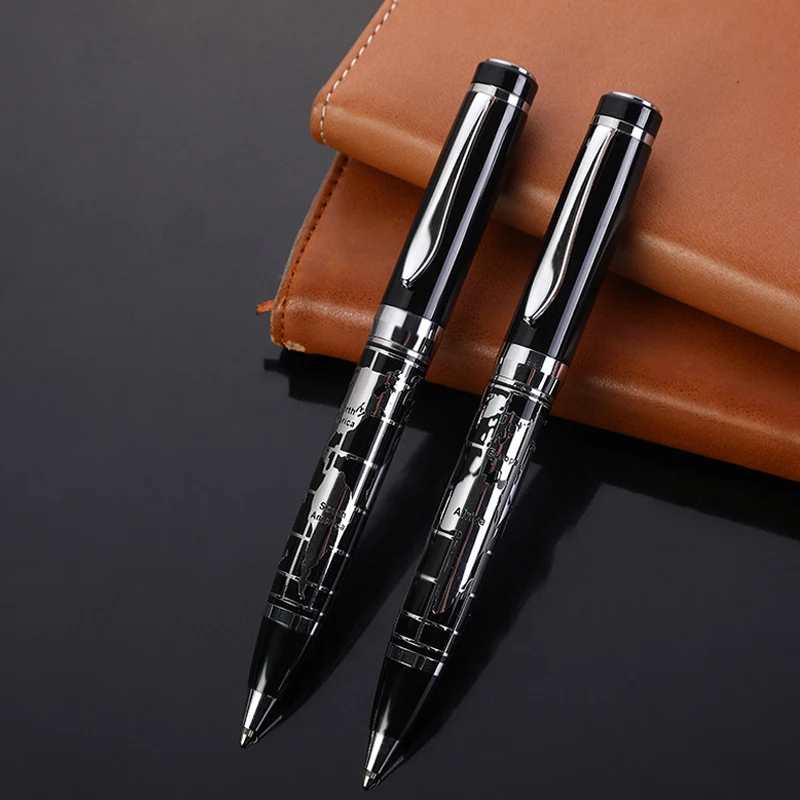 

Hot Selling World Map Shape Brand Metal Roller Ballpoint Pen Office Business Men Writing Pen Buy 2 Send Gift