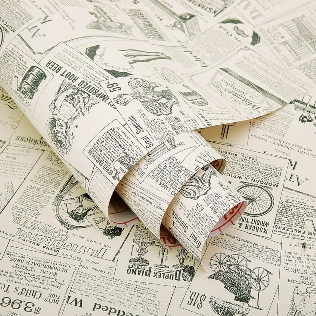 

Adhesive Newspaper Vintage Vinyl Drawer Liner Furniture Arts Crafts Home Decor 60x500cm