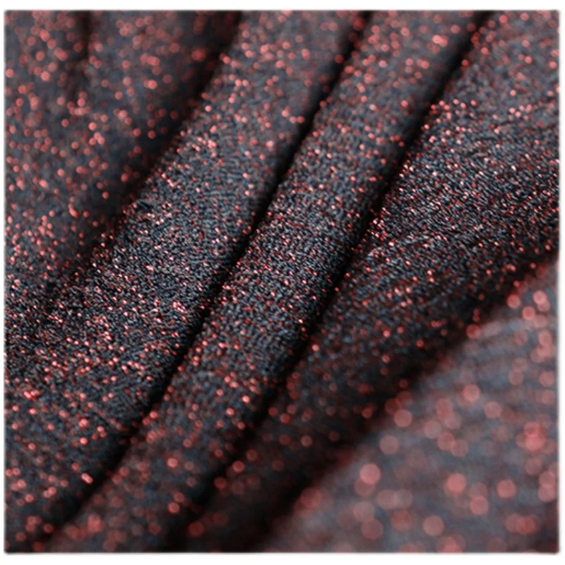 

Black Dark Red Soft Stretch Fabric Special Texture Jacquard Coat High-End Clothing Designer Fabric