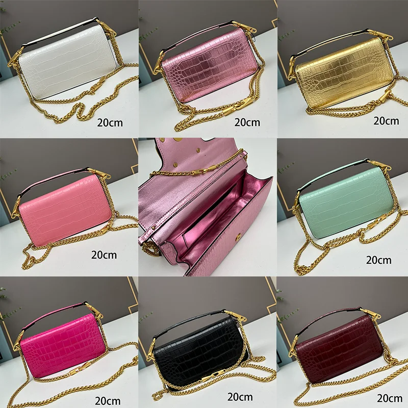 Women's Crocodile Leather Handbag Underarm Bag Fashion Shoulder Bag Chain Crossbody Bag Classic Square Bag Purse Banquet Bag
