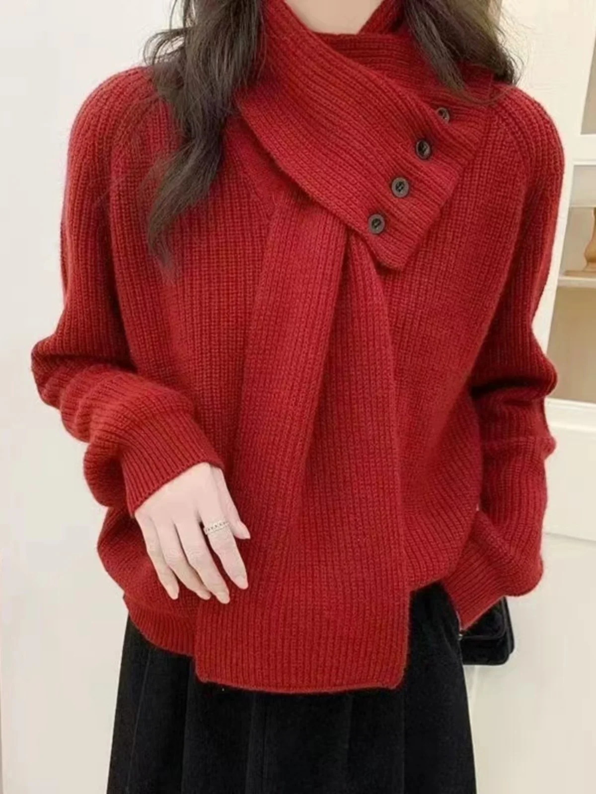 Корейская серия съемный шарф свитер женский зимний оригинальный новый вязаный