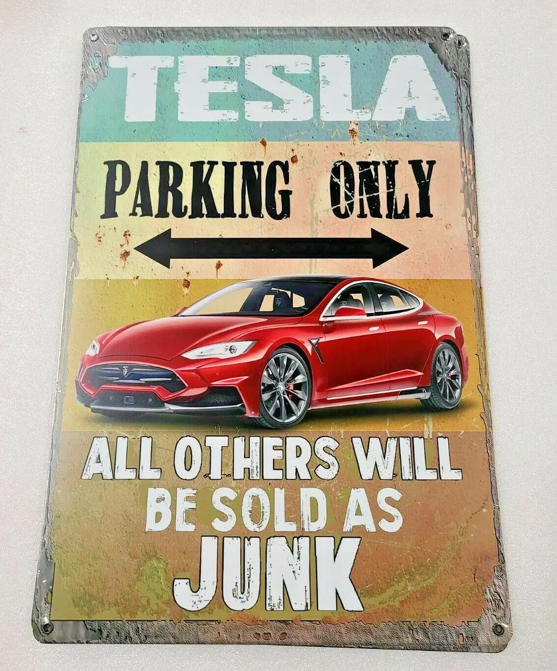 

18 "Tesla, только для парковки автомобиля, супер-автомобиль, арбуз мусс, американская стальная пластина, рекламный знак
