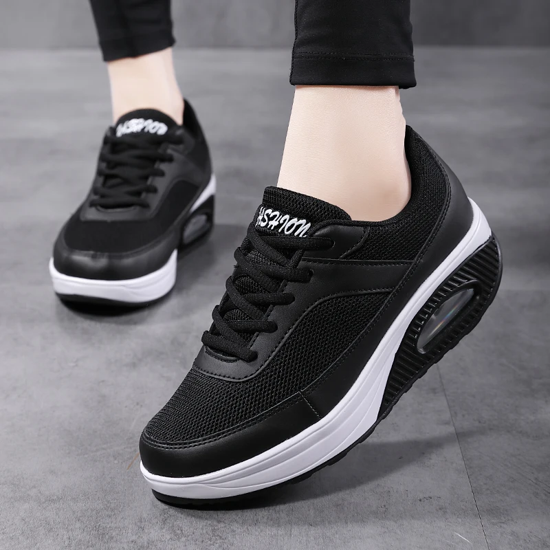 Spring Women Casual Shoes Outdoor Lace-up Platform Sneakers for Female Mesh Breathable Leisure Shoes Fashion Large Size 35-42