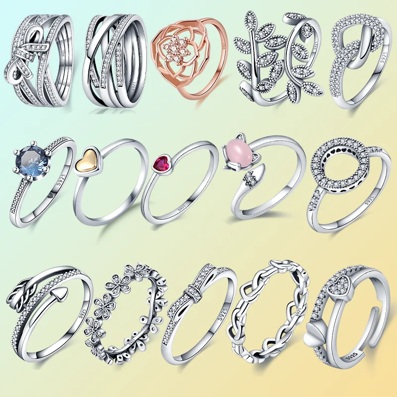 

925 Sterling Silver Crown Heart Rings Women Fine Jewelry Gift 925 Silver Flower Pattern Zircon Got Engaged Banquet Ring 2021 New