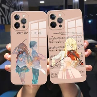 anime your lie in april phone case for iphone 11 12 13 pro max x xr xs max x 8 7 plus 12 13 mini luxury pink tempered glass case