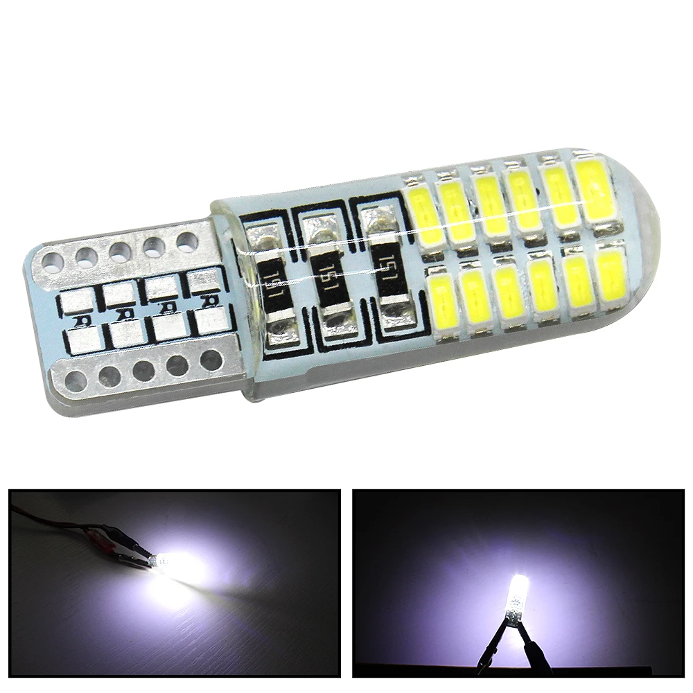 

1X Car Led Light Signal Trunk Light T10 W5W 12V Canbus Silicone Shell Dome Bulb IP65 4014 Led Parking Fog Light Auto Car Styling