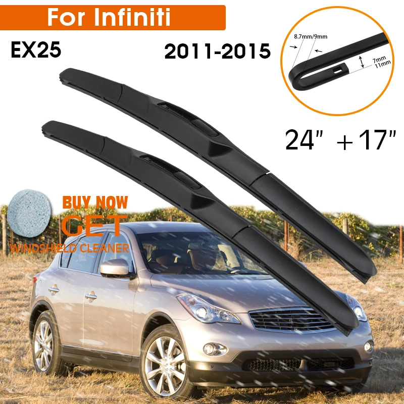 

Car Wiper Blade For Infiniti EX25 2011-2015 Windshield Rubber Silicon Refill Front Window Wiper 24"+17" LHD RHD Auto Accessories