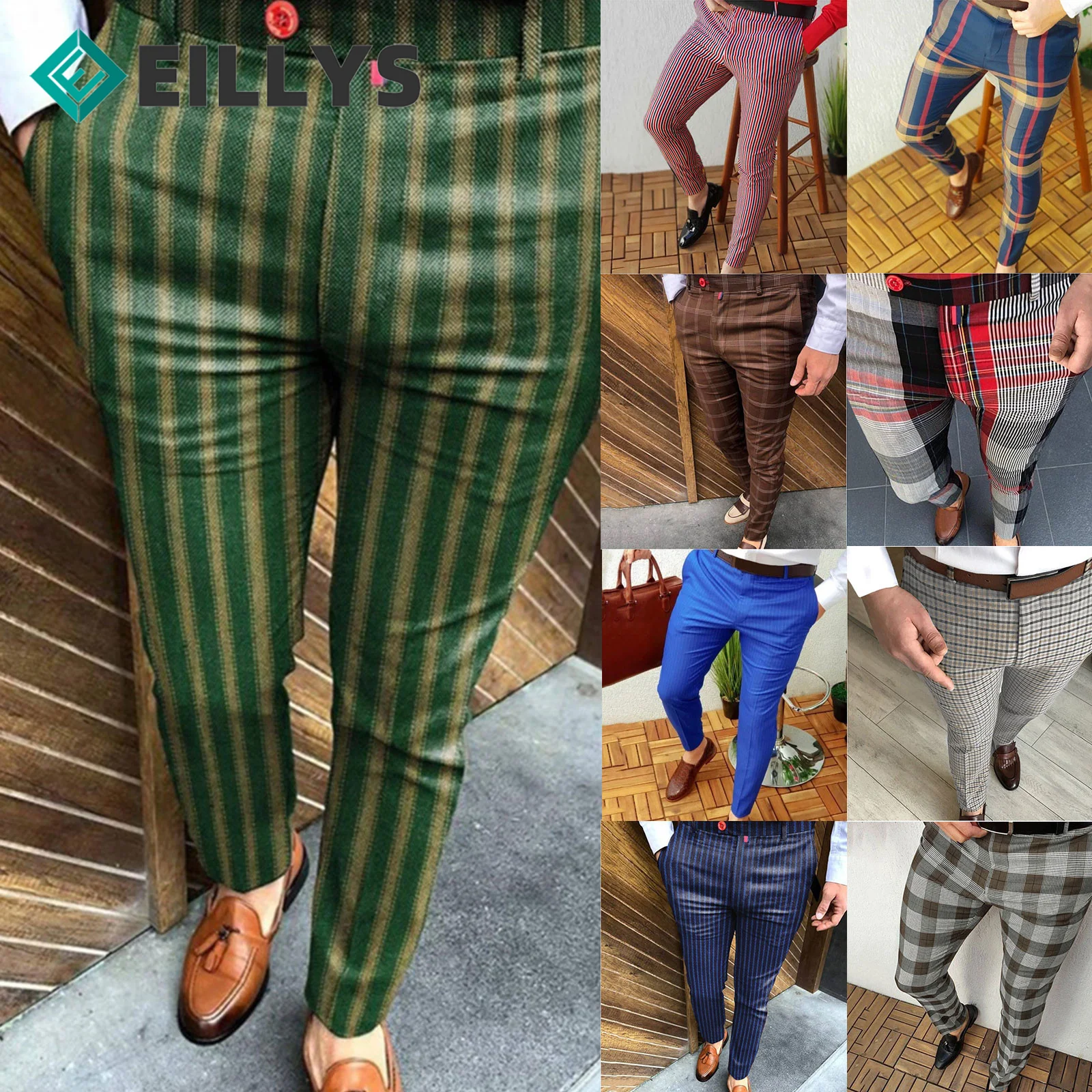 

Mens Slim Fit Dress Pants Plaid Check Formal Pants Male Trousers Mens Casual Pant Trouser Pencil Pants Man Harem Jogger Trousers