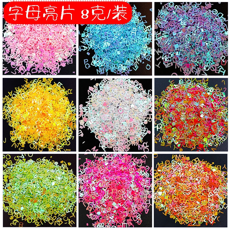

8g/bag Alphabet Resin Filling Sequins For DIY Epoxy Resin Mold Fluorescent Letters Glitter Flakes Fillers Silicone Mold Handmade