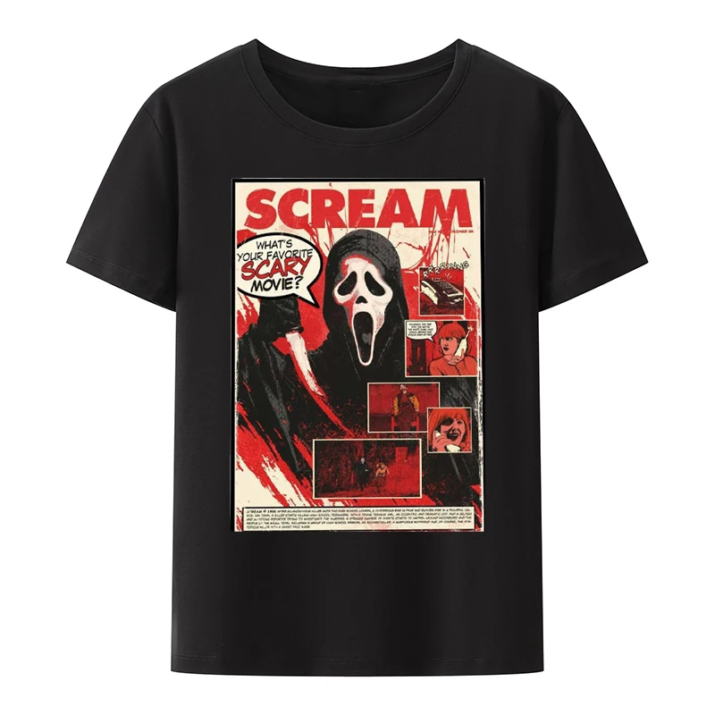 

Lets Watch Scary Movies Scream ghost face Horror Halloween Tees Gothic Ghostface Killer Graphic T Shirts Men Women Clothing