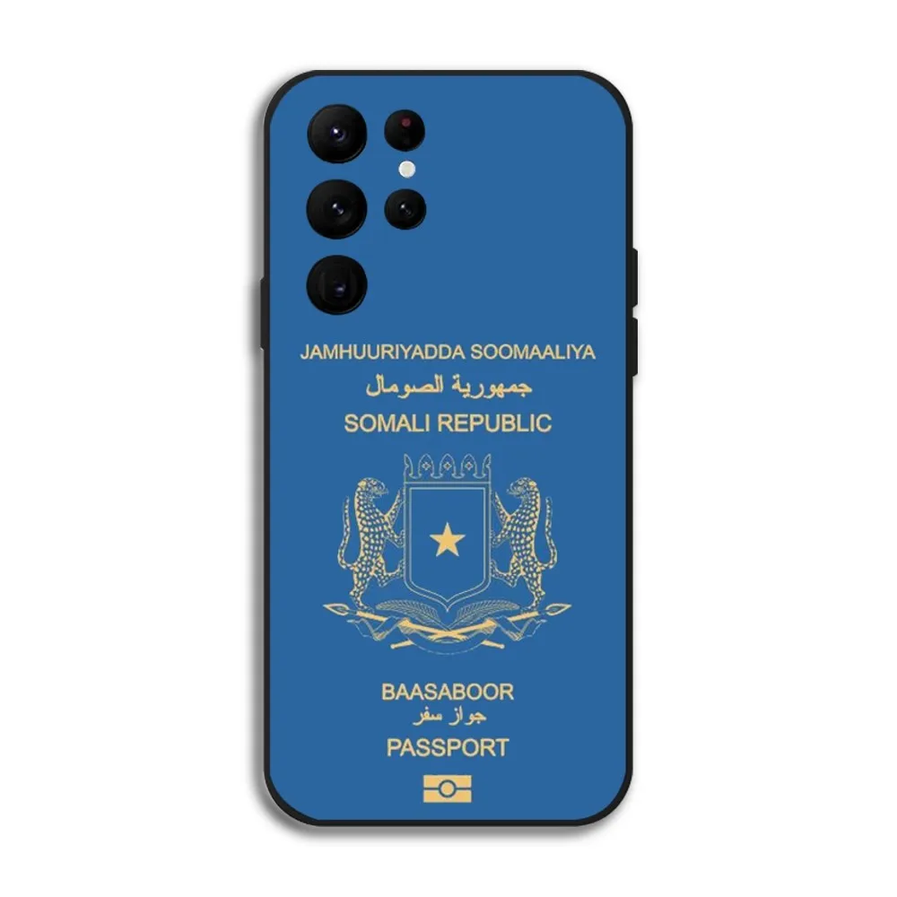 Somali Passport Pattern Phone Case For Samsung Galaxy S24 Ultra S22 S23 S21 S20 5G Protective Silicone TPU Funda