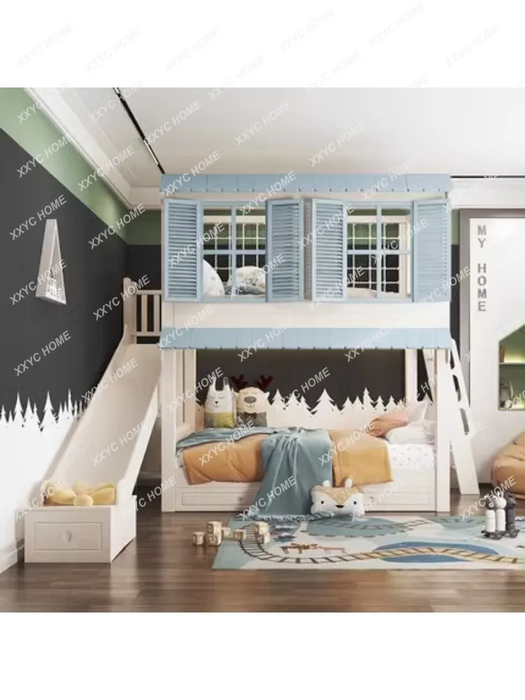 Двухслойная деревянная двухъярусная кровать для детей девочек Верхняя и нижняя