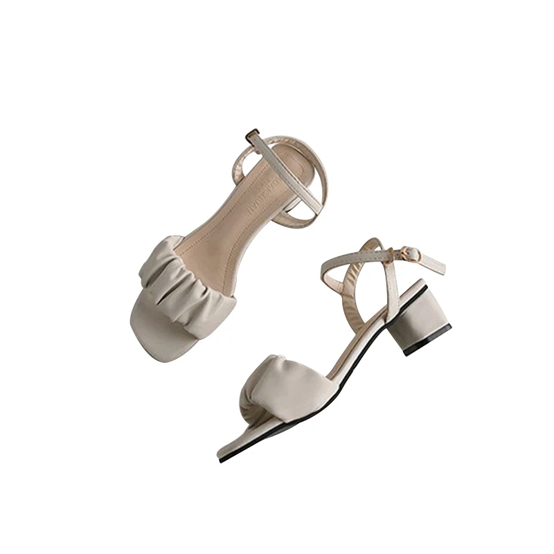 

Босоножки женские на каблуке 4 см, элегантные вечерние туфли со складками во французском стиле, офисная обувь, лето 2022