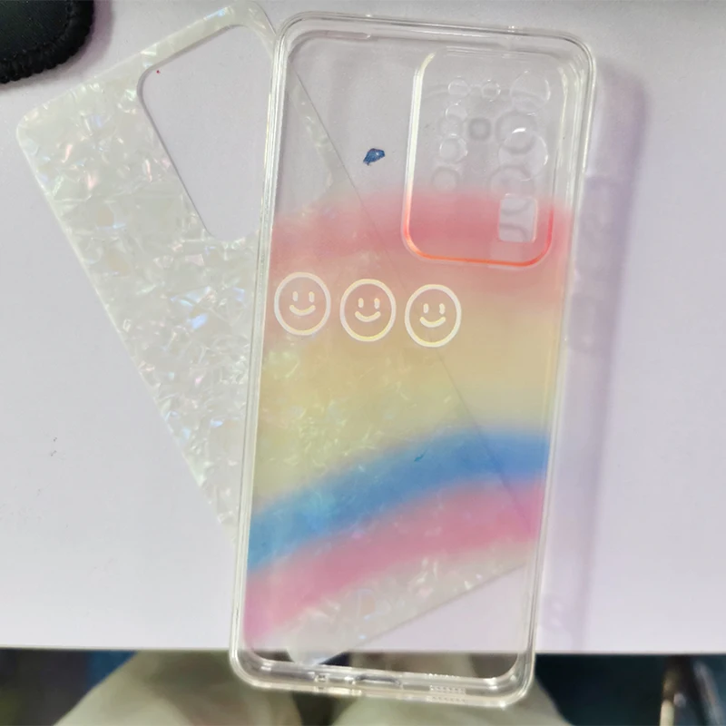 Радужный мраморный чехол с улыбками для телефона iPhone 12 13 14 Pro 15 11 Max Mini XR XS X 7 8 Plus