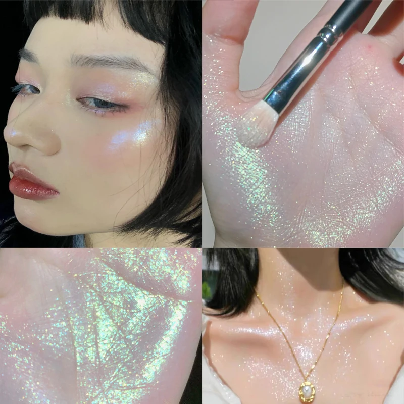 

Glitter Highlighter Palette Long Lasting Glow Diamond Face Contour Eyes Brightening MakeUp Pigmented Blusher Matte Powder