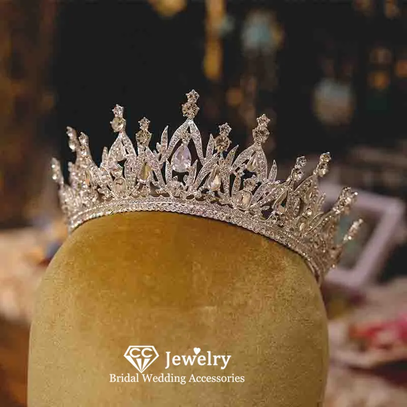

CC Trendy Crown Wedding Hair Accessories Women Headbands Engagement Hairwear Bridal Dress Shining Crystal Diadems Crowns AN354