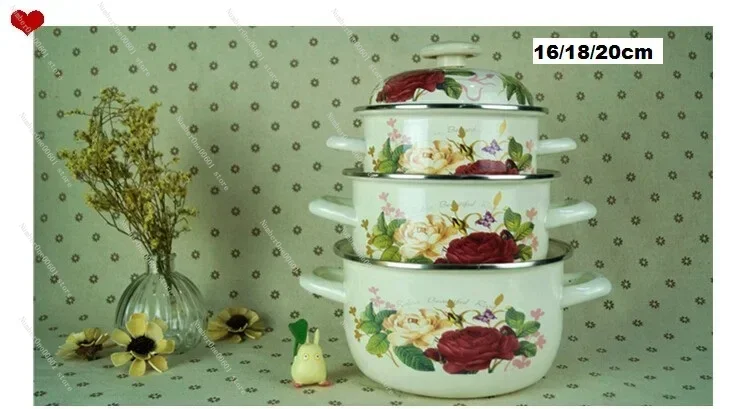 Набор эмалированных кастрюль для приготовления пищи 10 шт. кастрюля тушения супа