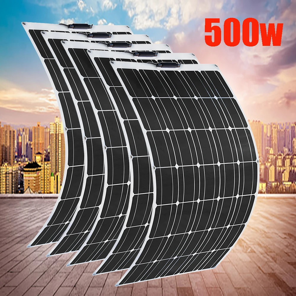 

solar panel flexible 500w 300w 100w for 12v batty charger car camper boat home roof balcony waterproof 930*660mm USA warehouse