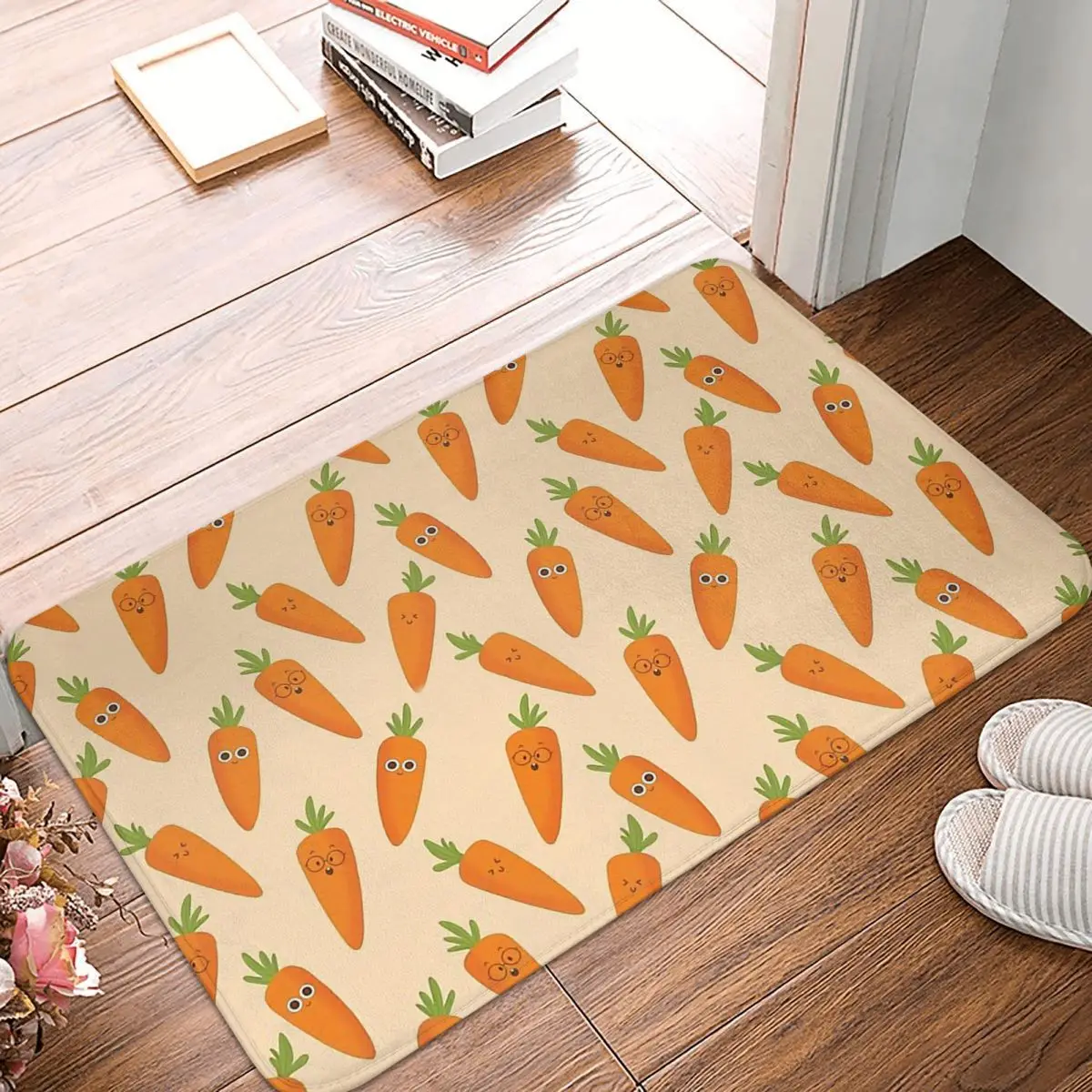 

Bath Mat Happy Carrots Doormat Living Room Carpet Outdoor Rug Home Decor