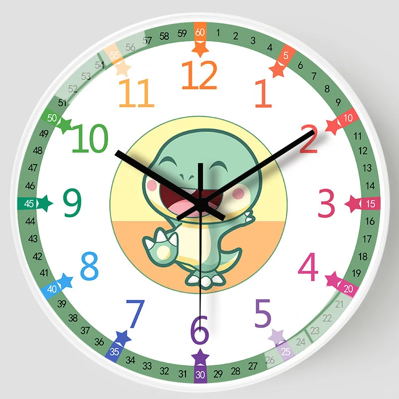 

8 Inch Cartoon Clock Art Digital White Design Silent Home Hall Clocks For Kids Bedroom Bathroom Furnitur Wall Watches Home Decor