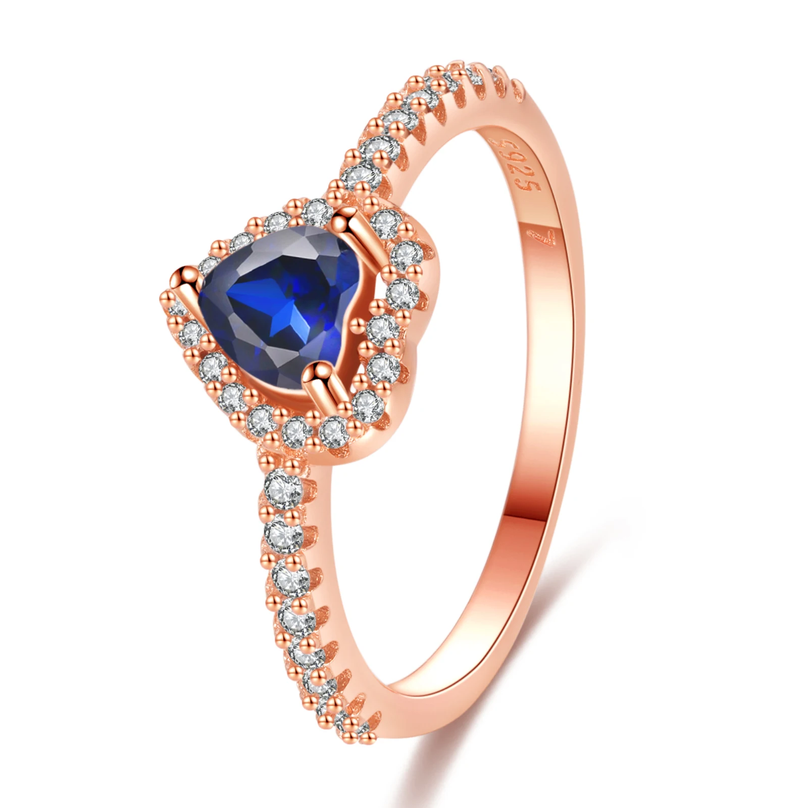 

Erizteya Rings For Women Couple Fits Silver Plating Rings 2021 Trend Rose Gold Heart-shaped Blue Zircon Jewelry Married Ring