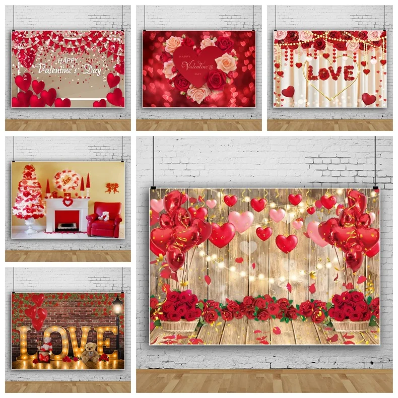 

Happy Valentine's Day Decoration Photo Booth Red Rose Backdrop Lovers Favors Happy Valentine's Day Party Supplies Decor For Home