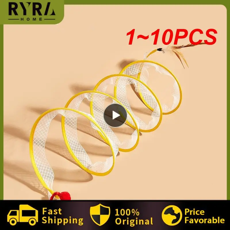 

1~10PCS Folded Cat Tunnel S Type Cats Tunnel Spring Toy Mouse Tunnel With Balls And Crinkle Cat Outdoor Cat Toys For Kitten