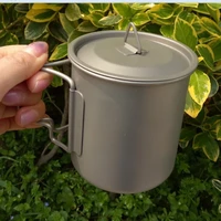 outdoor camping pure titanium folding cup coffee cup 420ml folding fixed handle equipment camp gear cooking kitchen supplies