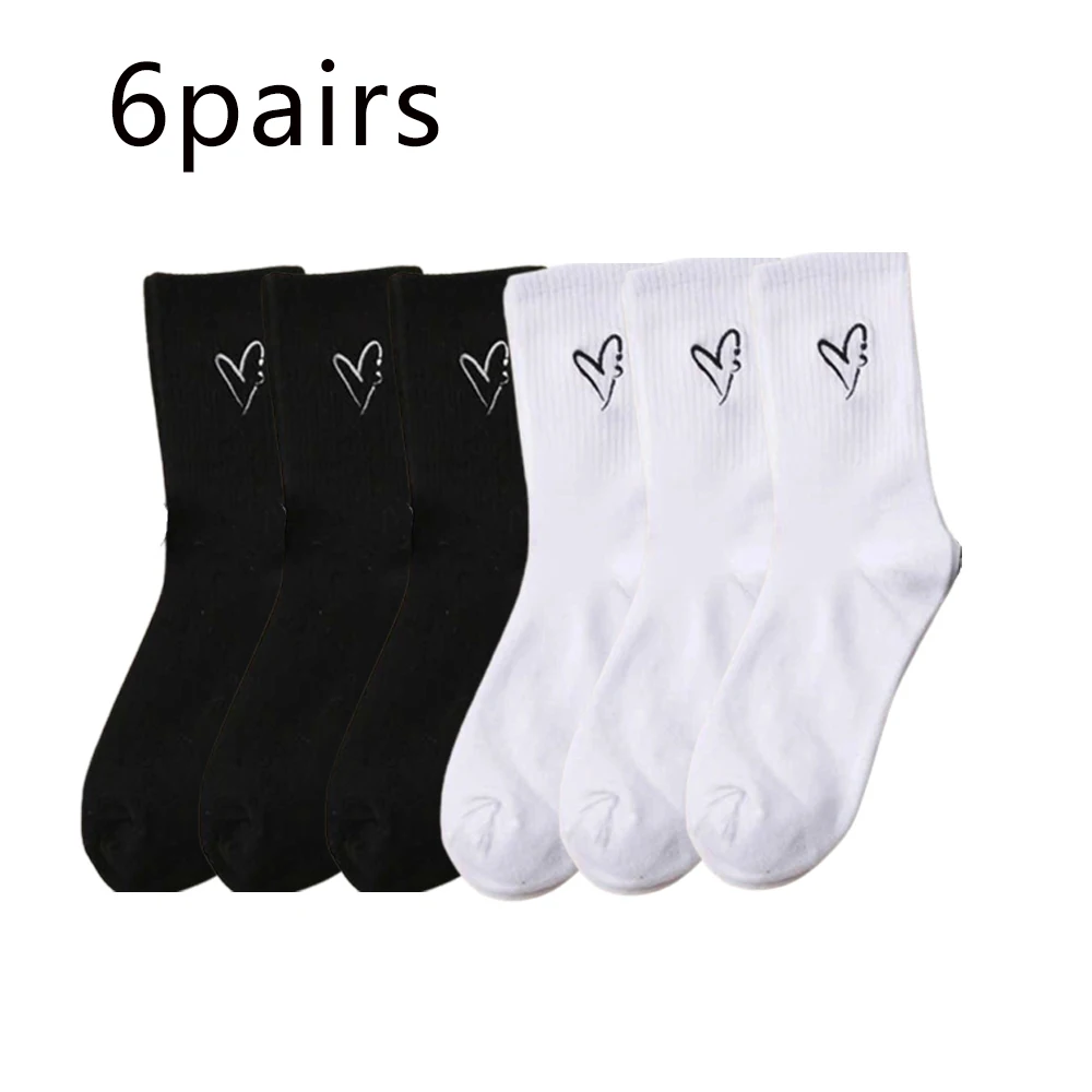 

Носки женские тонкие однотонные с вышивкой, 6 пар/партия