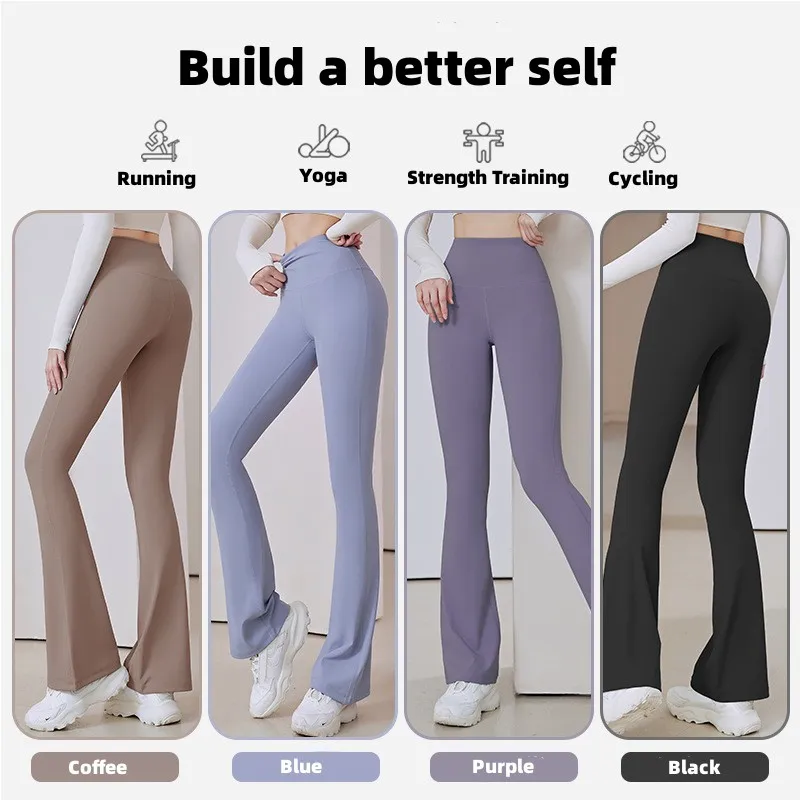Women Skinny Yoga Pants High Waist Flare Leggings Tummy Control Gym Flared Pants Plus Size Trousers Training And Exercise