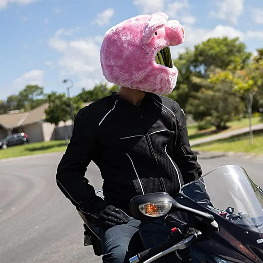 

Piggy Helmet Cover Super Soft Adorable Appearance Pink Color Lovely Cartoon Pig Motorcycle Helmet Cover Decor Driving Supplies