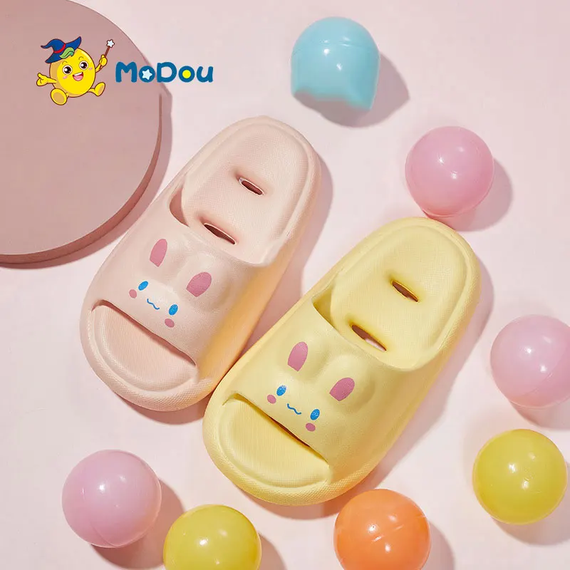 

Mo Dou Children's Home Slippers Thick Soft EVA Non-slip in Bathroom Lovely Rabbit Leak Water for Men Parent-child Quickly Dry