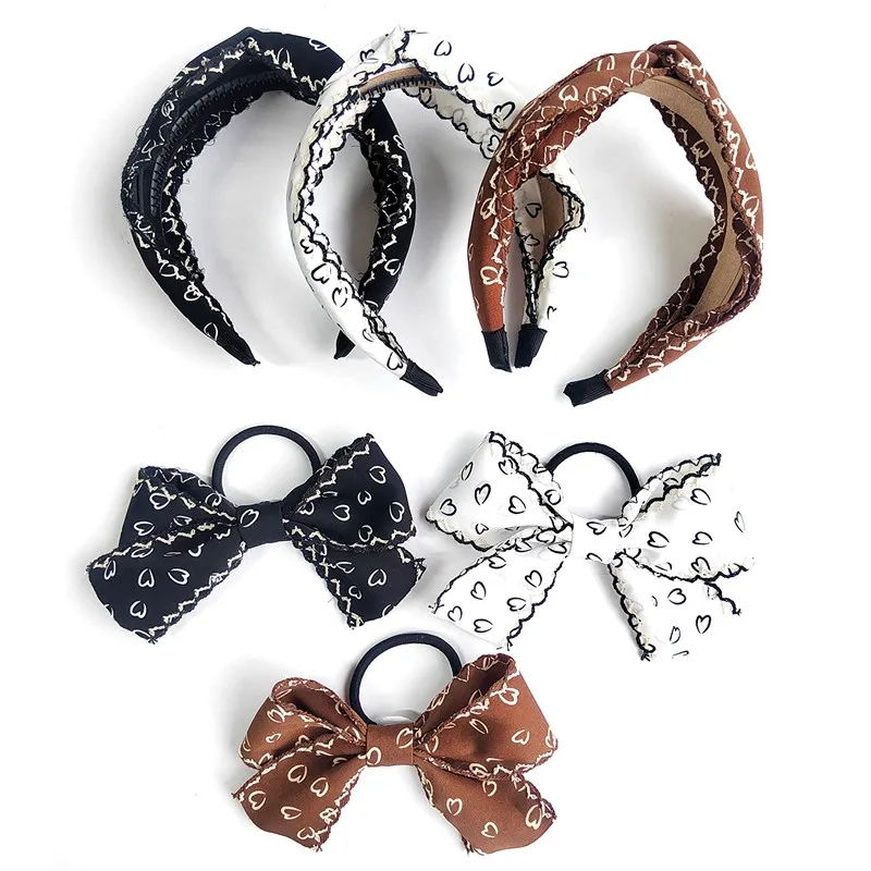 

New Girls Beautiful love print Bow Print Hairpins Scrunchie Headband Kids Sweet Hair Decorate Clip Fashion Hair Accessories