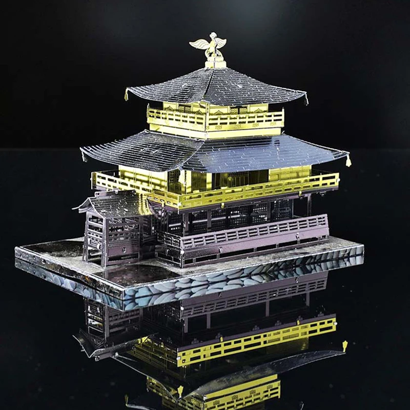 3D металлическая головоломка разноцветная японская архитектура Kinkaku-ji строительство ландшафт Assmebly модель Пазлы игрушки для детей и взрослых