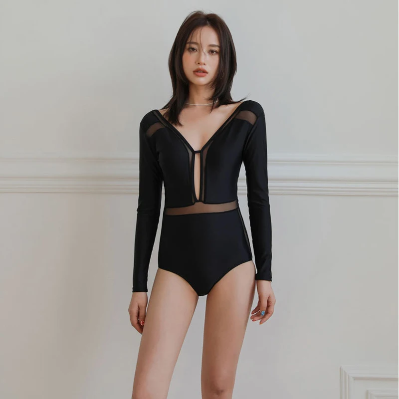 

Женский купальный костюм 1 шт., одежда для плавания, выходы для ванны, пляжные выходы 2022, Корейская новая сексуальная задняя крышка, черный ги...