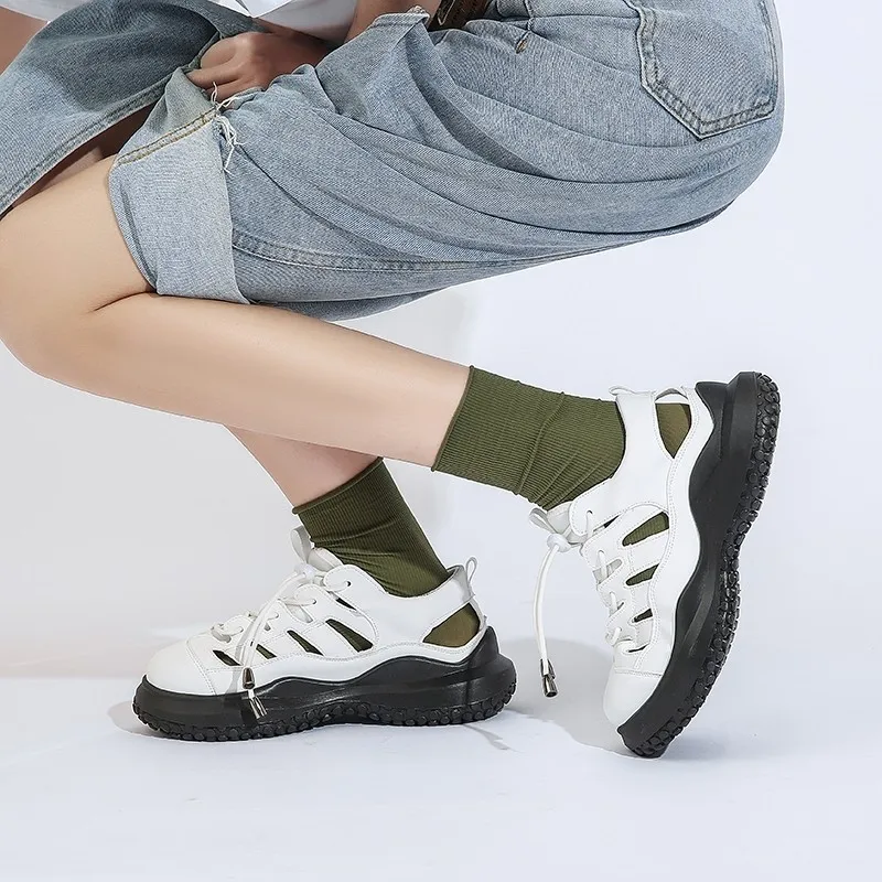 

Women's Sports Shoes Fashion Women's Sneakers Hollow Out Lace Up Platform Women's Shoes Non-slip Casual Shoes Zapatos De Mujer