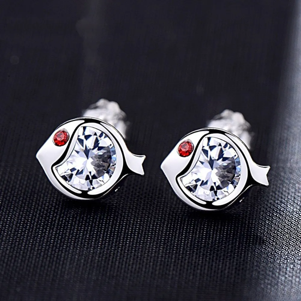 

Silver-plated Stud Earrings Korean Version of Jewelry Fish-shaped Clownfish Goldfish Silver Ear Ornaments
