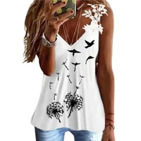 fashion women vest floral print lace sleeveless summer loose fitting women blouse new 2022 casual sexy blouse for daily wear