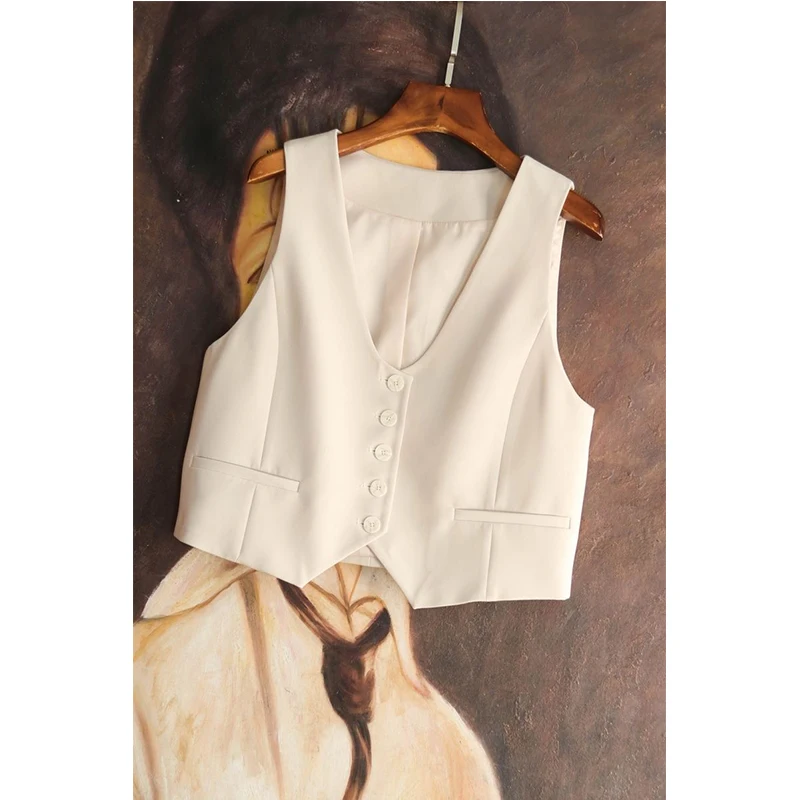 Элегантный розовый пиджак жилет женский модный белый укороченный костюм куртки