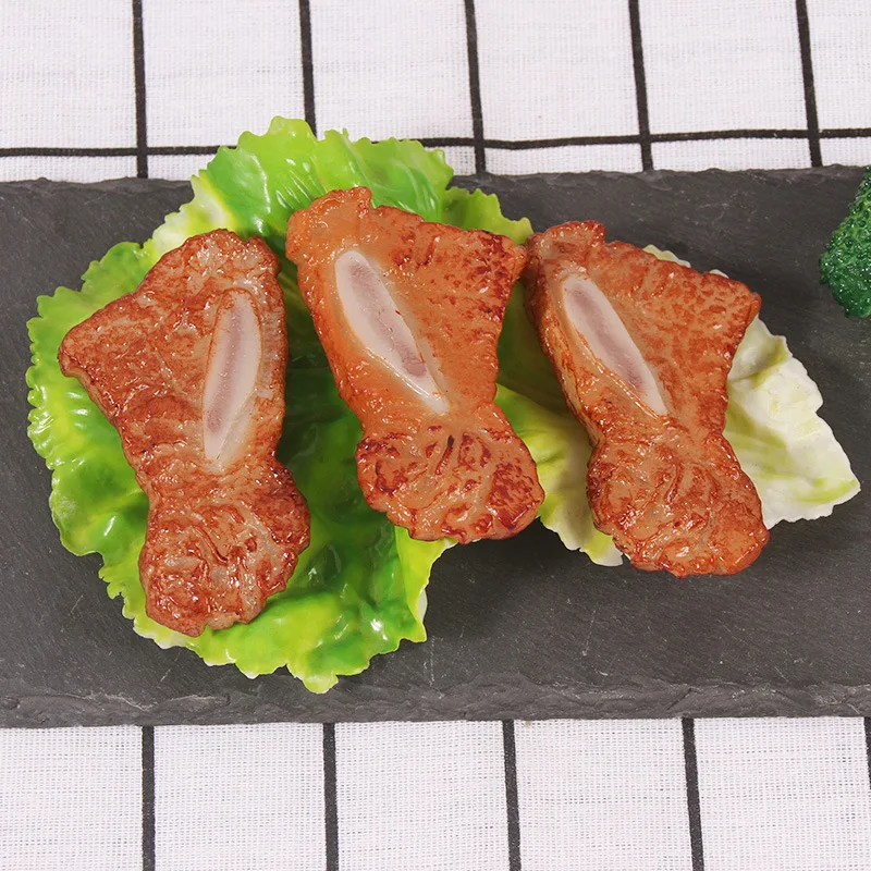 8cmX4.5cm PVC Simulation Meat Model Artificial FAKE Lamb Chops FOOD Western Restaurant Hotel Shop Decoration Shoot Props |
