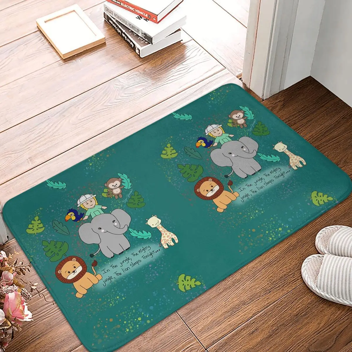 Противоскользящий коврик для двери Jungle Animals Polly By Olga Schembri напольный ковер кухни