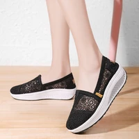 women shoes platform middle heels fashion sneakers woman elegant sweet air mesh breathable summer shoes casual light non slip