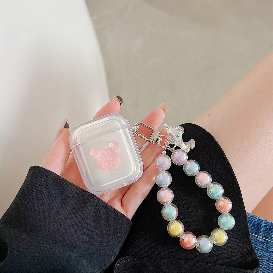 

cute bear clear Cover For apple AirPods Pro Case airpod 2 Earphone Case airpods 3 case soft shell with keychain