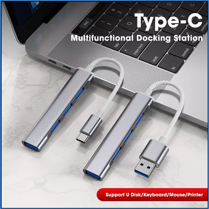 Type C USB C HUB USB 3.0 4 Port Multi Splitter Adapter OTG For Lenovo HUAWEI Xiaomi Macbook Pro Air M1 Laptop PC Accessories