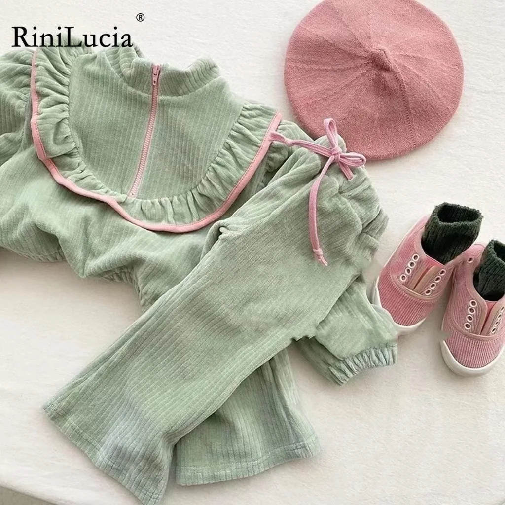 

RiniLucia New Autumn Baby Girls Clothes Children Toddler Fashion Costume Kids Tracksuits Ruffle Hoodies Jacket Pants 2Pcs Sets