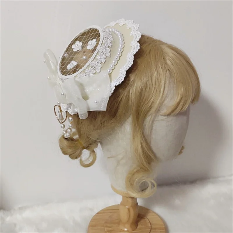 

Lolita Maid Cosplay Headdress Ruffled Crisscross Bowknot Hairband Sweet Floral Lace Ribbon Party Hair Accessory Tea Party Hat