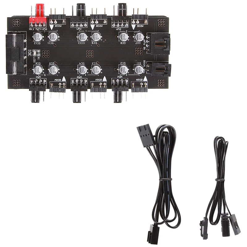 

Расширитель устройства SATA 1-6 Way PWM/ARGB, 4-контактные охлаждающие вентиляторы, разветвитель, кабель 5 В, разъем питания, адаптер, карта для компью...