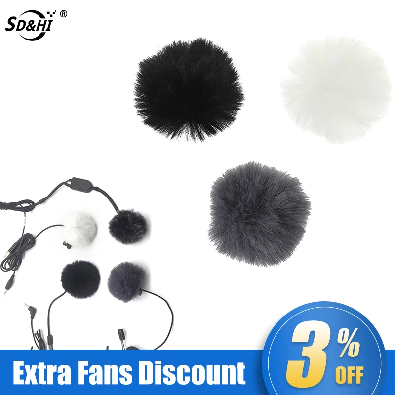 

1pc 1.5m Universal Lapel Mic Furry Windscreen Fur Windshield Wind Muff Soft Comfortable Lapel Lavalier Microphones