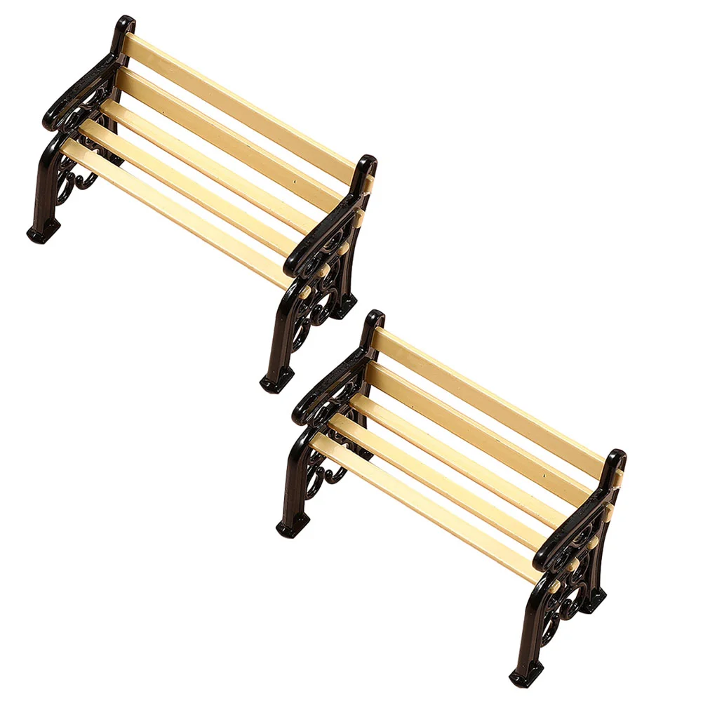 

2 Pcs Dollhouse Stool Mini Chair Statue Furniture Kids Toys Street Miniatures Light Model Child